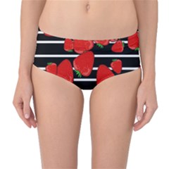 Strawberries  Mid-waist Bikini Bottoms by Valentinaart