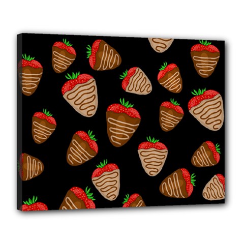 Chocolate Strawberries Pattern Canvas 20  X 16  by Valentinaart