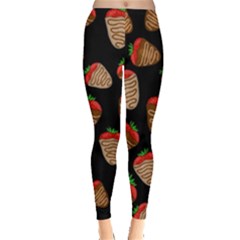 Chocolate Strawberries Pattern Leggings  by Valentinaart