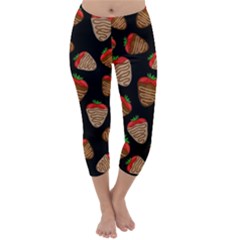 Chocolate Strawberries Pattern Capri Winter Leggings 