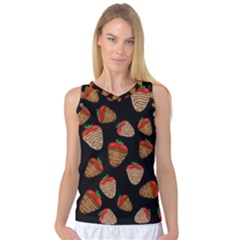 Chocolate Strawberries Pattern Women s Basketball Tank Top