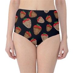 Chocolate Strawberries Pattern High-waist Bikini Bottoms by Valentinaart