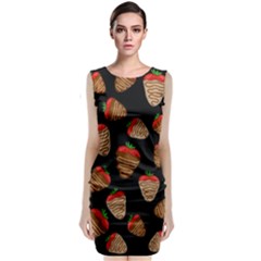 Chocolate Strawberries Pattern Classic Sleeveless Midi Dress by Valentinaart