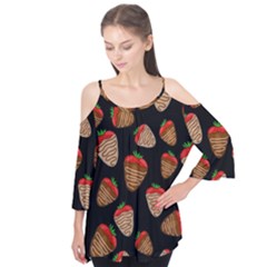 Chocolate Strawberries Pattern Flutter Tees