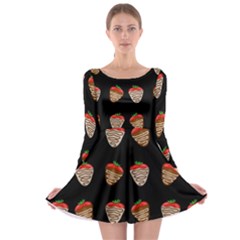 Chocolate Strawberies Long Sleeve Skater Dress by Valentinaart