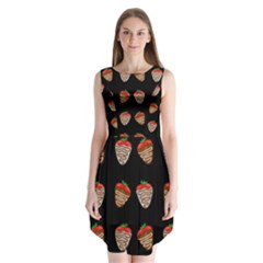 Chocolate Strawberies Sleeveless Chiffon Dress  