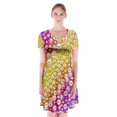 Falling Flowers From Heaven Short Sleeve V-neck Flare Dress by pepitasart