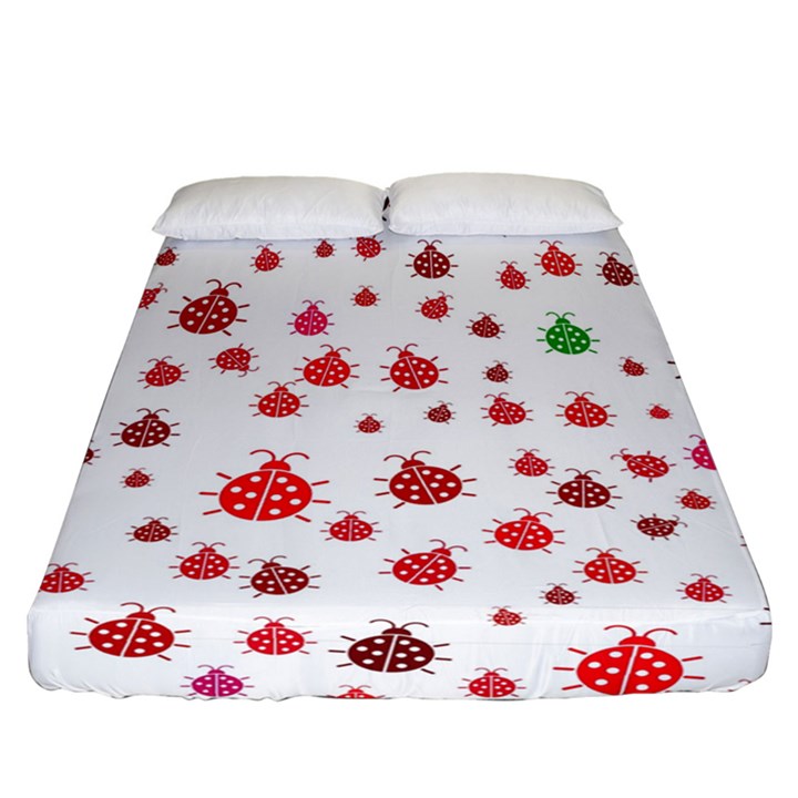 Beetle Animals Red Green Fly Fitted Sheet (California King Size)