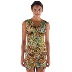 Art Modern Painting Acrylic Canvas Wrap Front Bodycon Dress