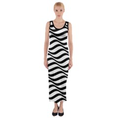 Wavy Lines Fitted Sleeveless Maxi Dress Fitted Maxi Dress