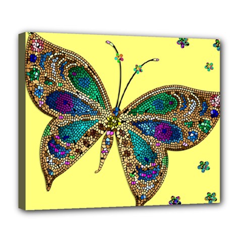 Butterfly Mosaic Yellow Colorful Deluxe Canvas 24  X 20   by Amaryn4rt