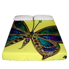 Butterfly Mosaic Yellow Colorful Fitted Sheet (california King Size)