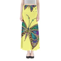 Butterfly Mosaic Yellow Colorful Maxi Skirts