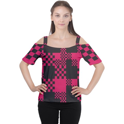 Cube Square Block Shape Creative Women s Cutout Shoulder Tee by Amaryn4rt