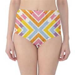 Line Pattern Cross Print Repeat High-waist Bikini Bottoms by Amaryn4rt