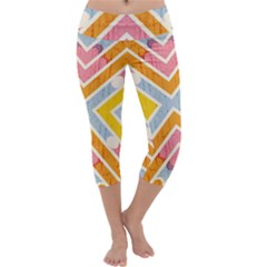 Line Pattern Cross Print Repeat Capri Yoga Leggings