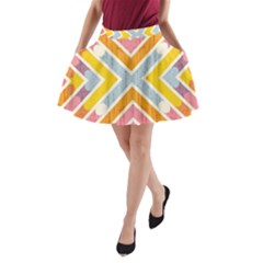 Line Pattern Cross Print Repeat A-line Pocket Skirt by Amaryn4rt