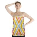 Line Pattern Cross Print Repeat Strapless Top View1