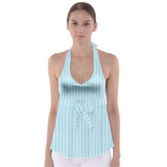 Stripes Striped Turquoise Babydoll Tankini Top