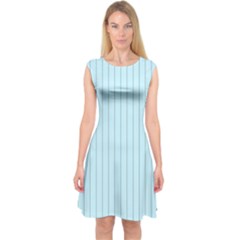 Stripes Striped Turquoise Capsleeve Midi Dress