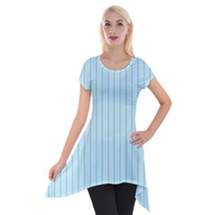 Stripes Striped Turquoise Short Sleeve Side Drop Tunic