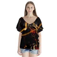 Abstract Flutter Sleeve Top