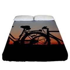 Bicycles Wheel Sunset Love Romance Fitted Sheet (california King Size) by Amaryn4rt