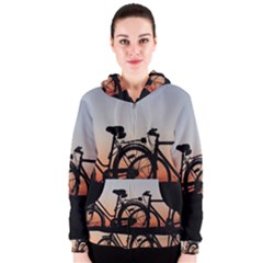 Bicycles Wheel Sunset Love Romance Women s Zipper Hoodie by Amaryn4rt