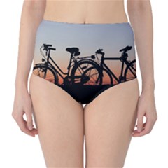 Bicycles Wheel Sunset Love Romance High-waist Bikini Bottoms