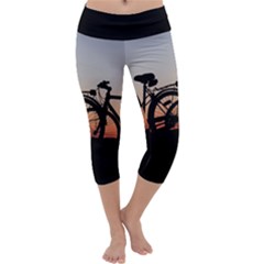 Bicycles Wheel Sunset Love Romance Capri Yoga Leggings