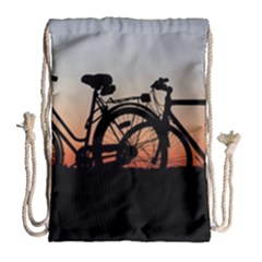 Bicycles Wheel Sunset Love Romance Drawstring Bag (large) by Amaryn4rt