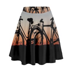 Bicycles Wheel Sunset Love Romance High Waist Skirt by Amaryn4rt