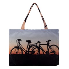 Bicycles Wheel Sunset Love Romance Medium Tote Bag by Amaryn4rt