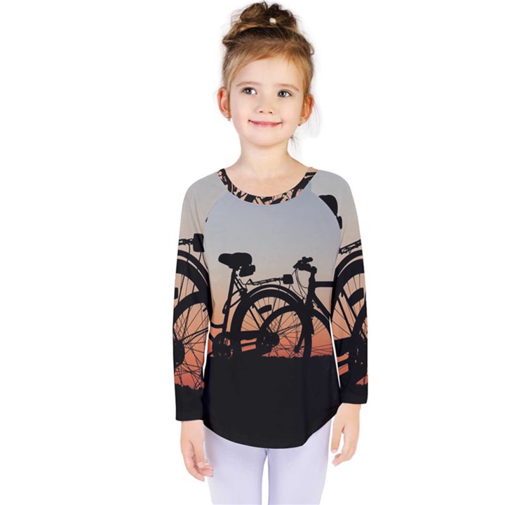 Bicycles Wheel Sunset Love Romance Kids  Long Sleeve Tee