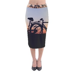 Bicycles Wheel Sunset Love Romance Velvet Midi Pencil Skirt