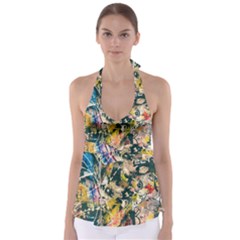 Art Graffiti Abstract Vintage Lines Babydoll Tankini Top