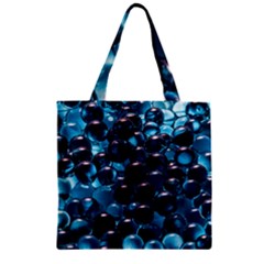 Blue Abstract Balls Spheres Zipper Grocery Tote Bag by Amaryn4rt