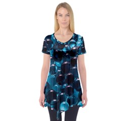 Blue Abstract Balls Spheres Short Sleeve Tunic 