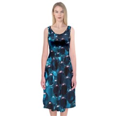 Blue Abstract Balls Spheres Midi Sleeveless Dress