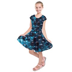 Blue Abstract Balls Spheres Kids  Short Sleeve Dress