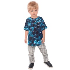 Blue Abstract Balls Spheres Kids  Raglan Tee