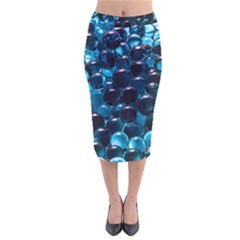 Blue Abstract Balls Spheres Velvet Midi Pencil Skirt