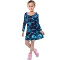 Blue Abstract Balls Spheres Kids  Long Sleeve Velvet Dress View1