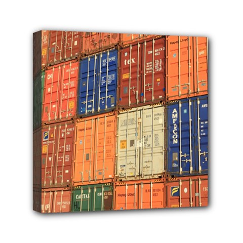 Blue White Orange And Brown Container Van Mini Canvas 6  X 6  by Amaryn4rt