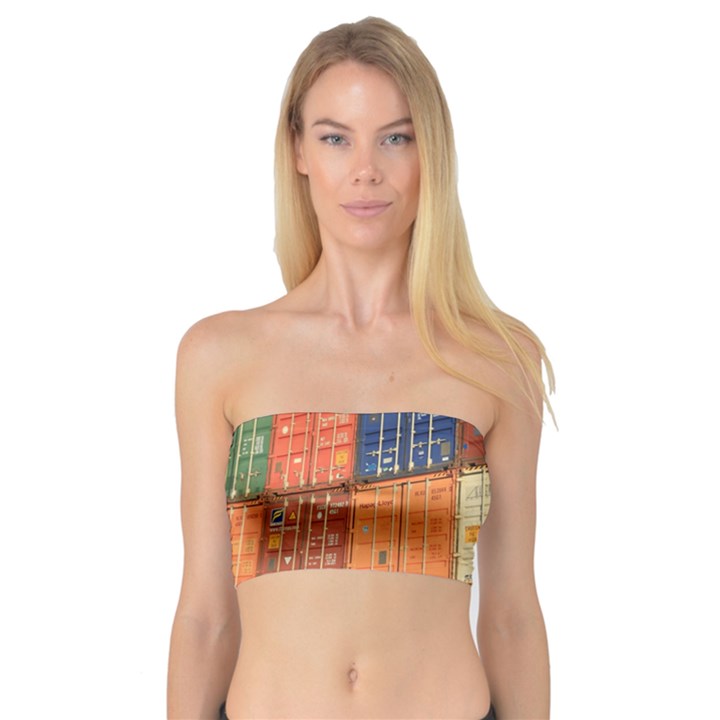 Blue White Orange And Brown Container Van Bandeau Top