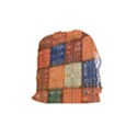 Blue White Orange And Brown Container Van Drawstring Pouches (Medium)  View1