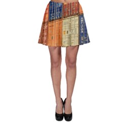 Blue White Orange And Brown Container Van Skater Skirt by Amaryn4rt