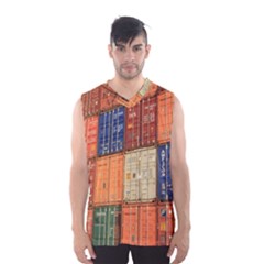 Blue White Orange And Brown Container Van Men s Basketball Tank Top by Amaryn4rt