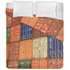 Blue White Orange And Brown Container Van Duvet Cover Double Side (california King Size)