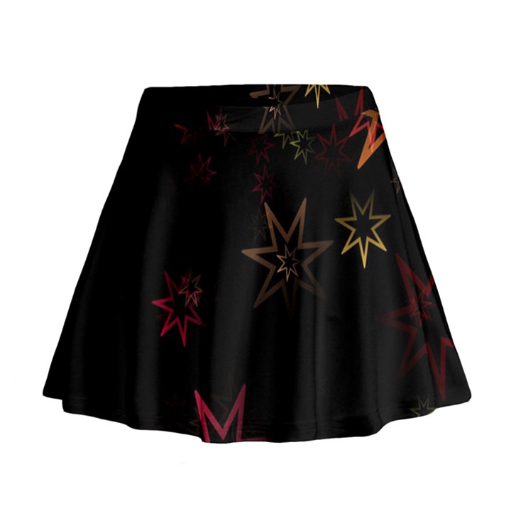 Christmas Background Motif Star Mini Flare Skirt